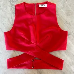 DO+BE Red Crop Top wrap around Small